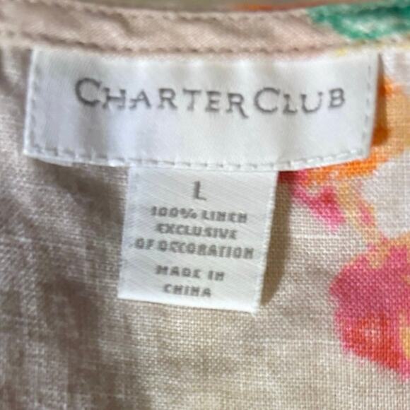 Charter Club large 100% Linen Tunic, embroidered - Picture 2 of 5